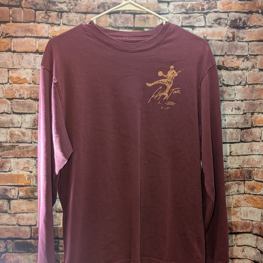 Jordan Red Long Sleeve Tee Casual Comfort